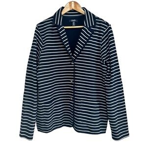 Chaps Blazer Sweater Navy with White Strips Size XL